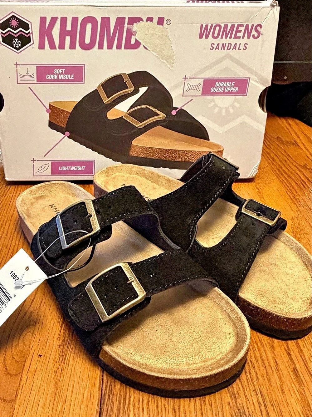 KHOMBU Women's Black & Brown Buckle Sandals US 8 NWT